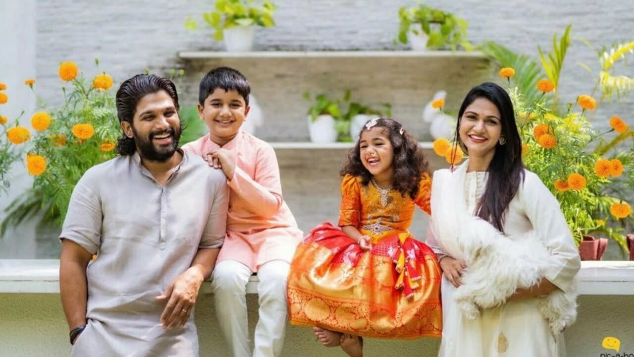 South superstar allu arjun e with her wife and children